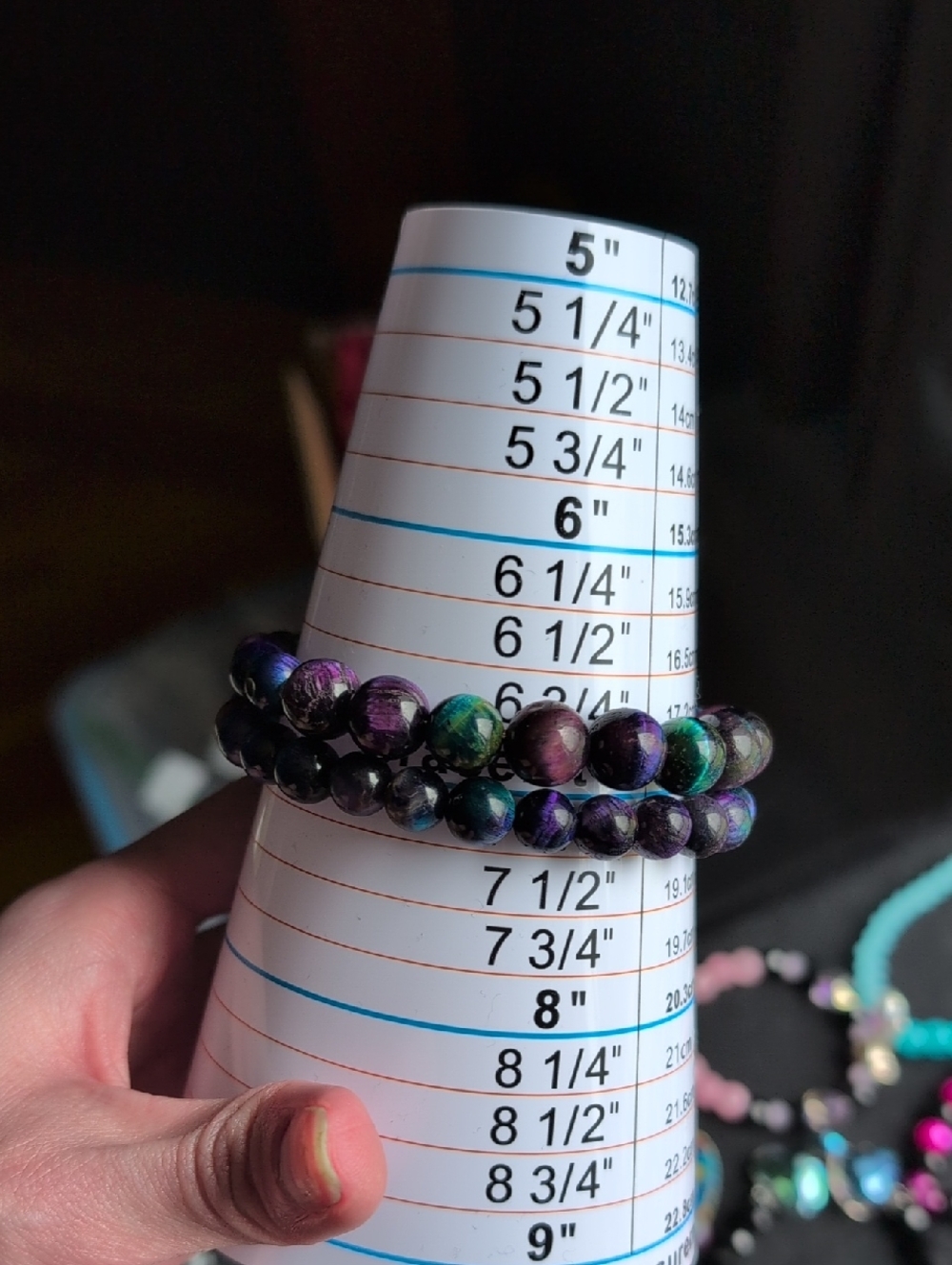 Rainbow Tigers Eye Memory Wire Bracelet - Picture 5 of 5